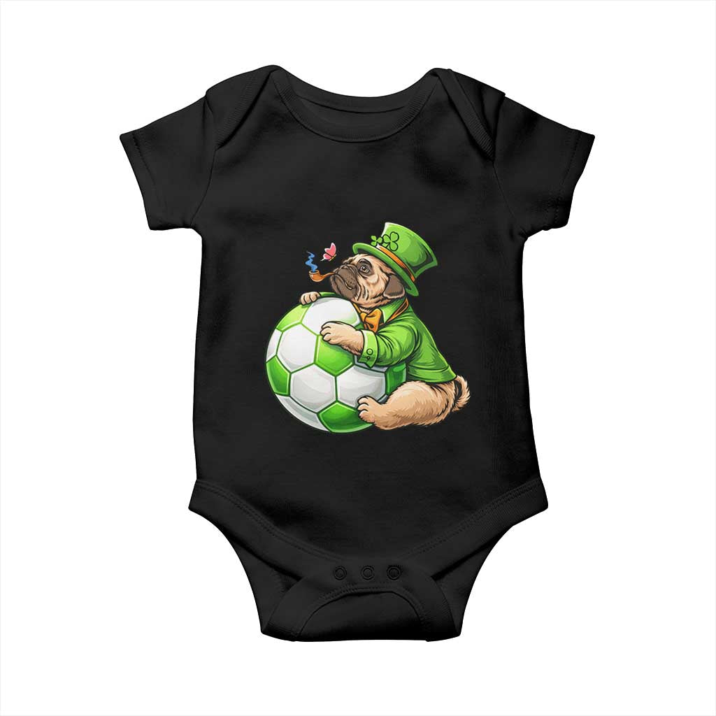 Lucky Pug Soccer Lover Baby Onesie St Paddys Day Irish Football Gift TS12 Black Print Your Wear