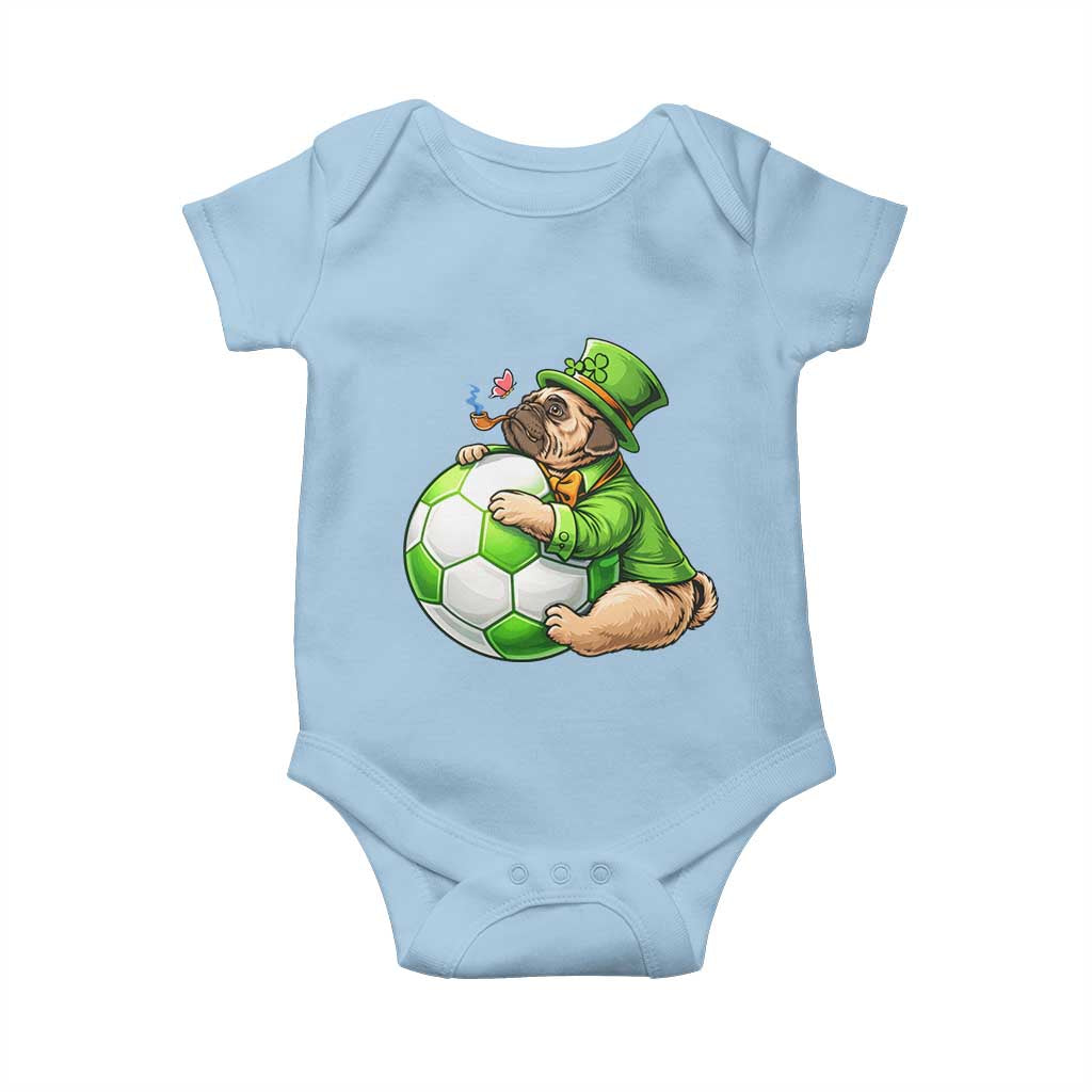 Lucky Pug Soccer Lover Baby Onesie St Paddys Day Irish Football Gift TS12 Light Blue Print Your Wear