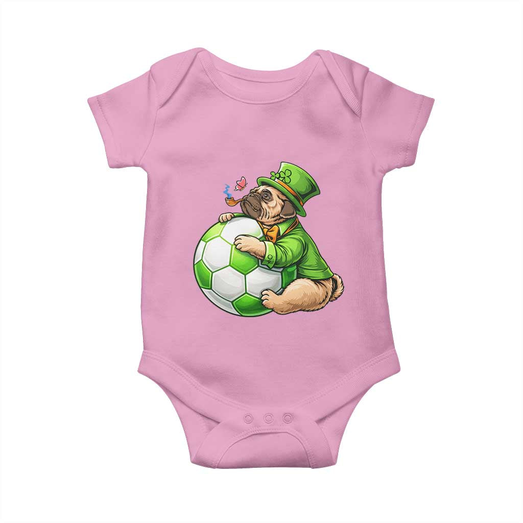 Lucky Pug Soccer Lover Baby Onesie St Paddys Day Irish Football Gift TS12 Light Pink Print Your Wear