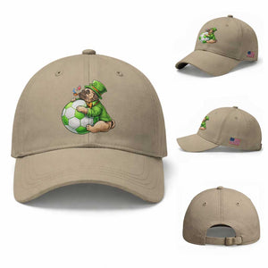 Lucky Pug Soccer Lover Baseball Cap St Paddys Day Irish Football Gift TS12 Baseball Cap Universal Fit Khaki Print Your Wear