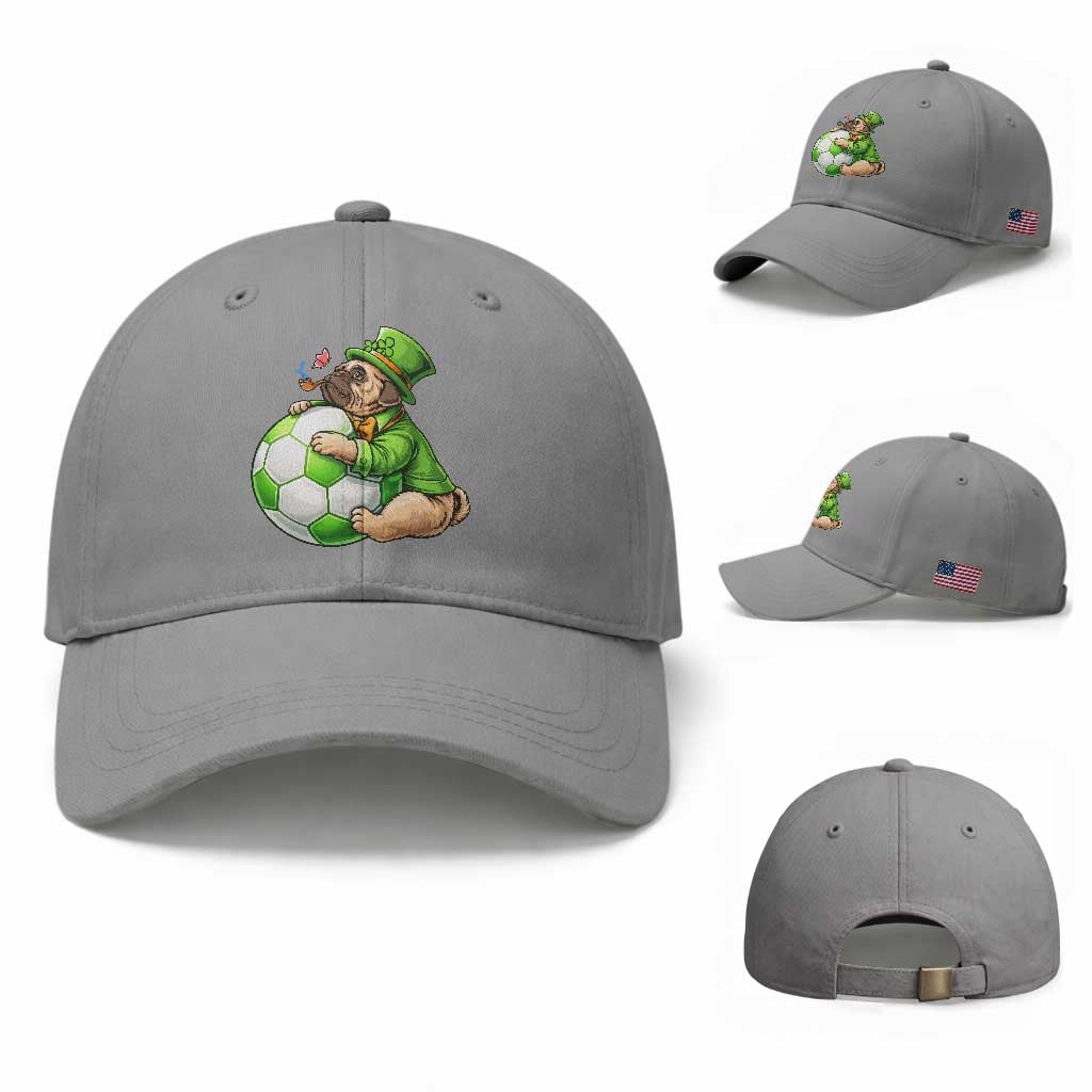 Lucky Pug Soccer Lover Baseball Cap St Paddys Day Irish Football Gift TS12 Baseball Cap Universal Fit Sport Gray Print Your Wear