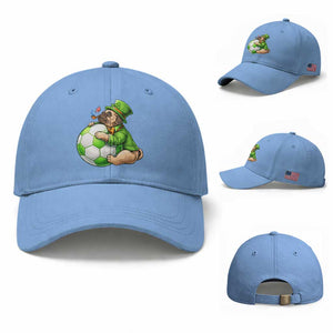 Lucky Pug Soccer Lover Baseball Cap St Paddys Day Irish Football Gift TS12 Baseball Cap Universal Fit Light Blue Print Your Wear