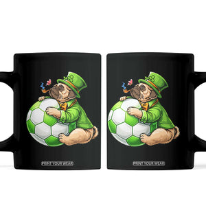 Lucky Pug Soccer Lover Coffee Mug St Paddys Day Irish Football Gift TS12 Black Print Your Wear