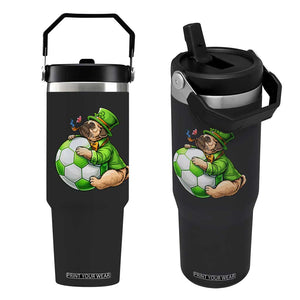 Lucky Pug Soccer Lover Flip Straw Tumbler St Paddys Day Irish Football Gift TS12 One Size: 30 oz Black Print Your Wear