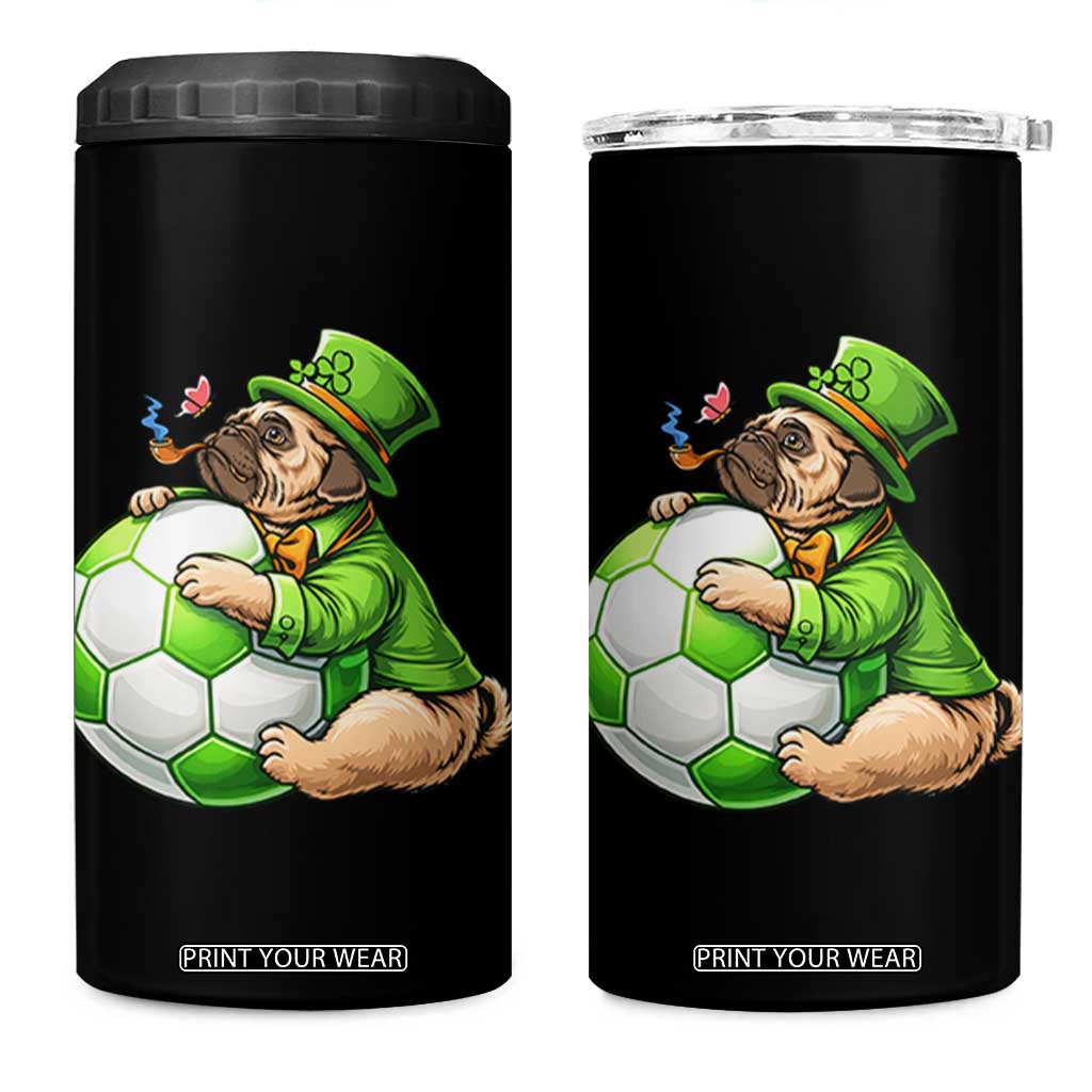 Lucky Pug Soccer Lover 4 in 1 Can Cooler Tumbler St Paddys Day Irish Football Gift TS12 One Size: 16 oz Black Print Your Wear