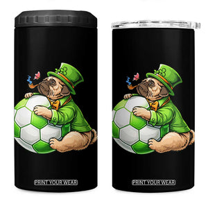 Lucky Pug Soccer Lover 4 in 1 Can Cooler Tumbler St Paddys Day Irish Football Gift TS12 One Size: 16 oz Black Print Your Wear