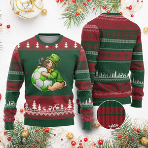 Lucky Pug Soccer Lover Ugly Christmas Sweater St Paddys Day Irish Football Gift TS12 Red Green Print Your Wear