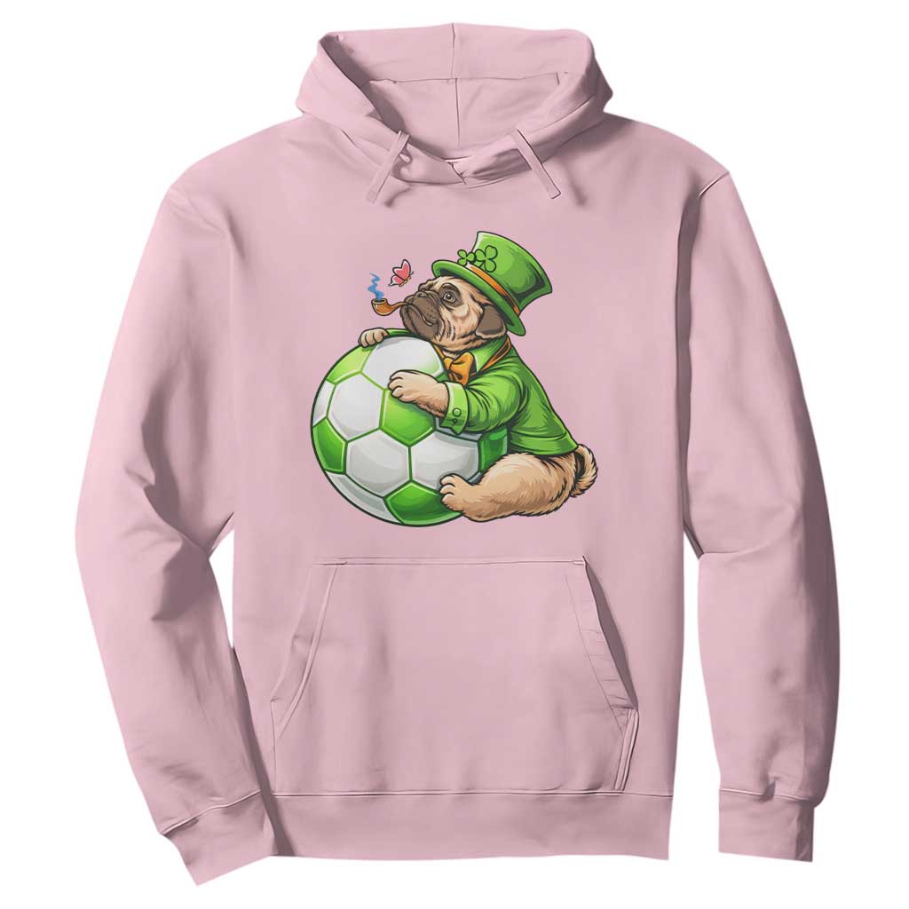 Lucky Pug Soccer Lover Hoodie St Paddys Day Irish Football Gift TS12 Light Pink Print Your Wear