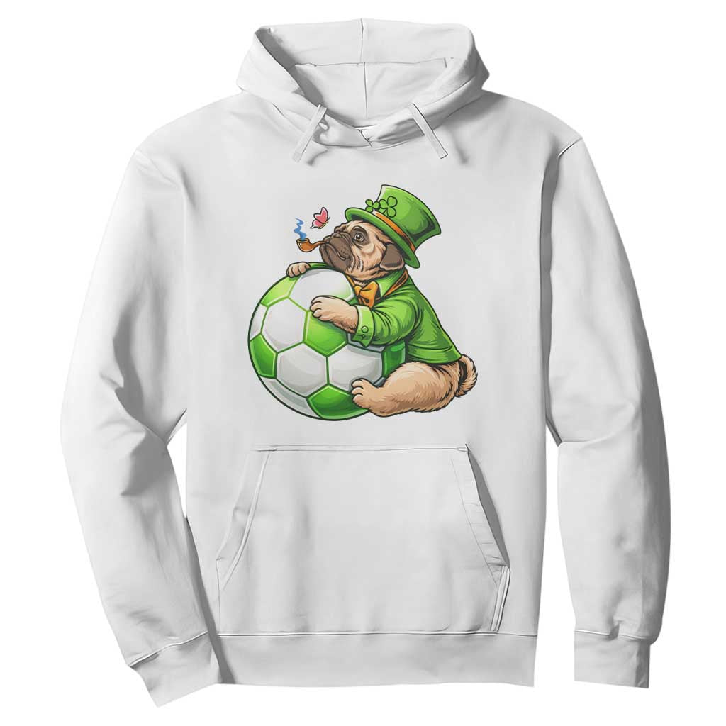 Lucky Pug Soccer Lover Hoodie St Paddys Day Irish Football Gift TS12 White Print Your Wear