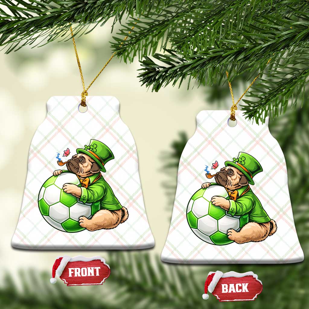 Lucky Pug Soccer Lover Ceramic Ornament St Paddys Day Irish Football Gift TS12 Print Your Wear
