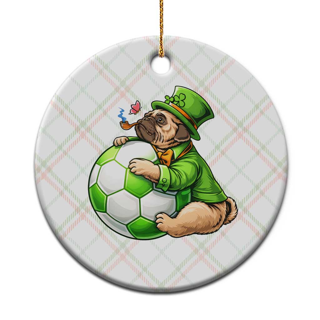 Lucky Pug Soccer Lover Ceramic Ornament St Paddys Day Irish Football Gift TS12 1pc Christmas Plaid Print Your Wear