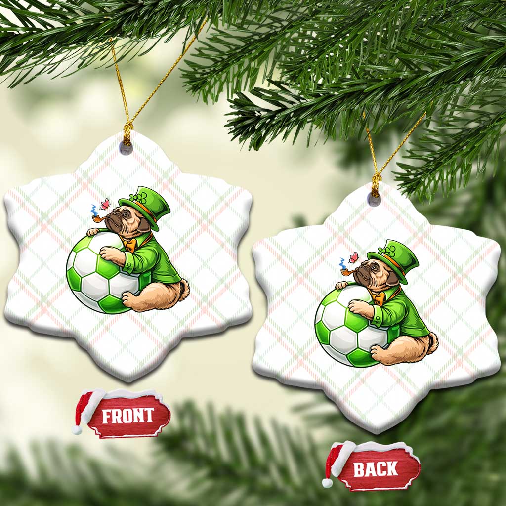 Lucky Pug Soccer Lover Ceramic Ornament St Paddys Day Irish Football Gift TS12 Print Your Wear