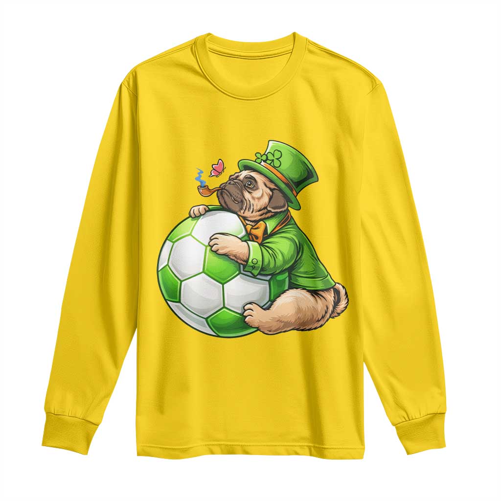 Lucky Pug Soccer Lover Long Sleeve Shirt St Paddys Day Irish Football Gift TS12 Daisy Print Your Wear