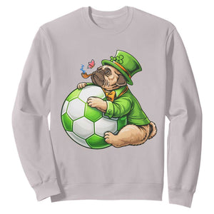 Lucky Pug Soccer Lover Sweatshirt St Paddys Day Irish Football Gift TS12 Ice Gray Print Your Wear