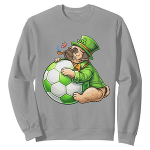 Lucky Pug Soccer Lover Sweatshirt St Paddys Day Irish Football Gift TS12 Sport Gray Print Your Wear