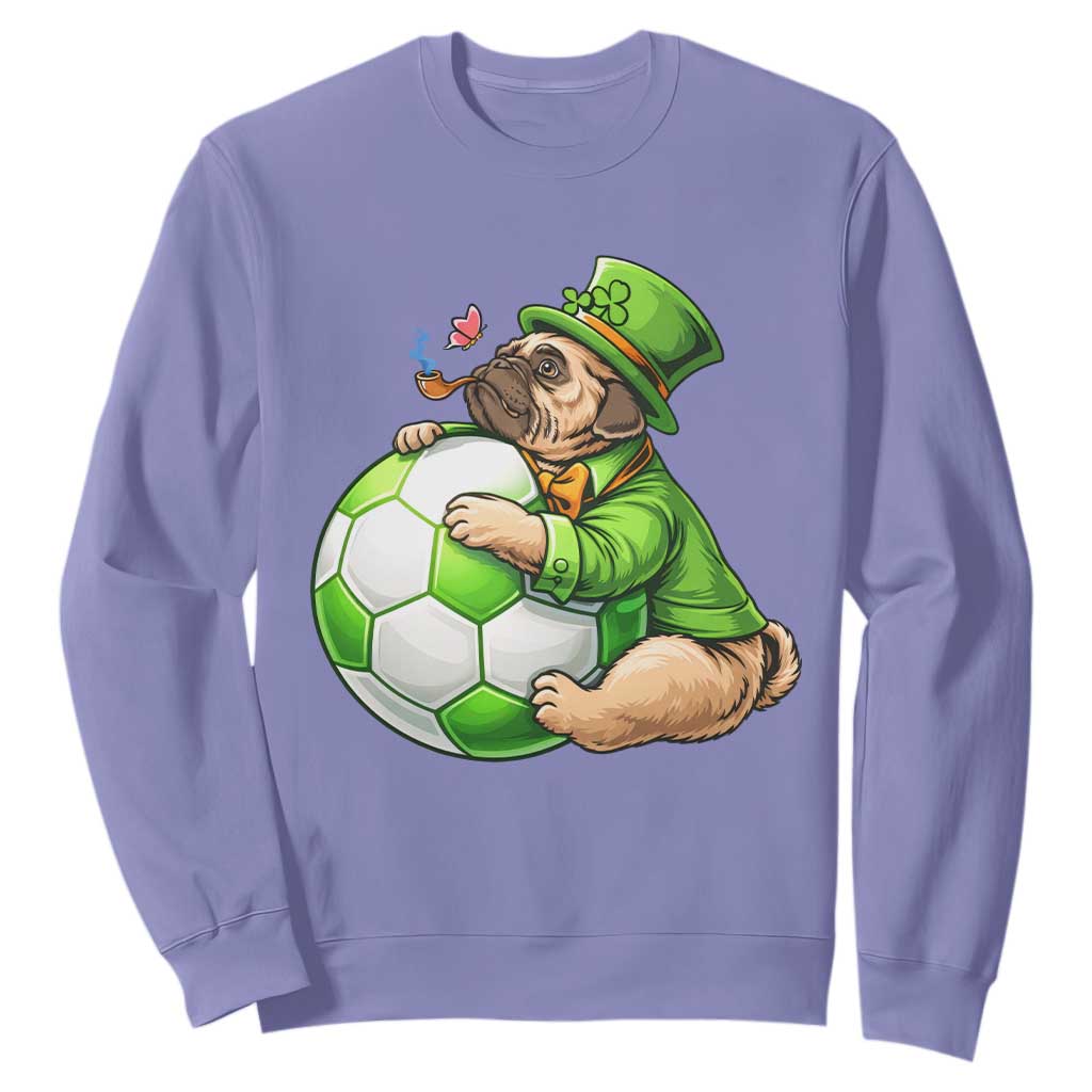 Lucky Pug Soccer Lover Sweatshirt St Paddys Day Irish Football Gift TS12 Violet Print Your Wear