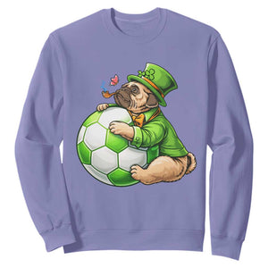 Lucky Pug Soccer Lover Sweatshirt St Paddys Day Irish Football Gift TS12 Violet Print Your Wear