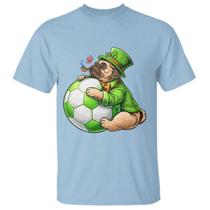 Lucky Pug Soccer Lover T Shirt St Paddys Day Irish Football Gift TS12 Light Blue Print Your Wear