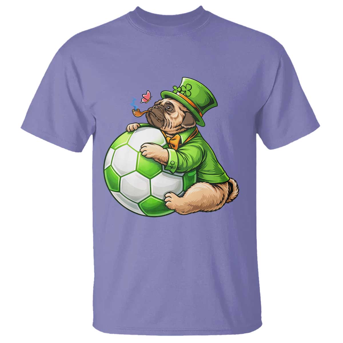 Lucky Pug Soccer Lover T Shirt St Paddys Day Irish Football Gift TS12 Violet Print Your Wear