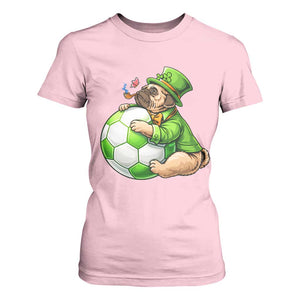 Lucky Pug Soccer Lover T Shirt For Women St Paddys Day Irish Football Gift TS12 Light Pink Print Your Wear