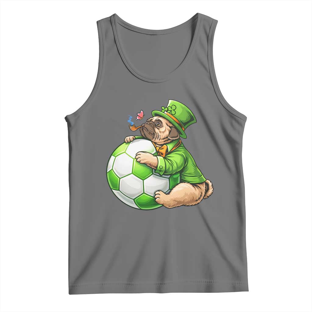 Lucky Pug Soccer Lover Tank Top St Paddys Day Irish Football Gift TS12 Black Heather Print Your Wear