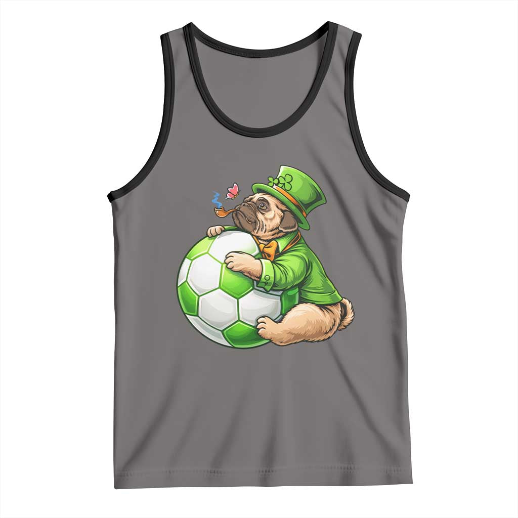 Lucky Pug Soccer Lover Tank Top St Paddys Day Irish Football Gift TS12 Deep Heather Black Print Your Wear