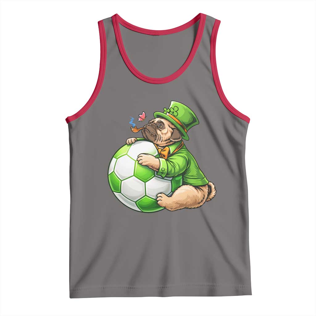 Lucky Pug Soccer Lover Tank Top St Paddys Day Irish Football Gift TS12 Deep Heather Red Print Your Wear
