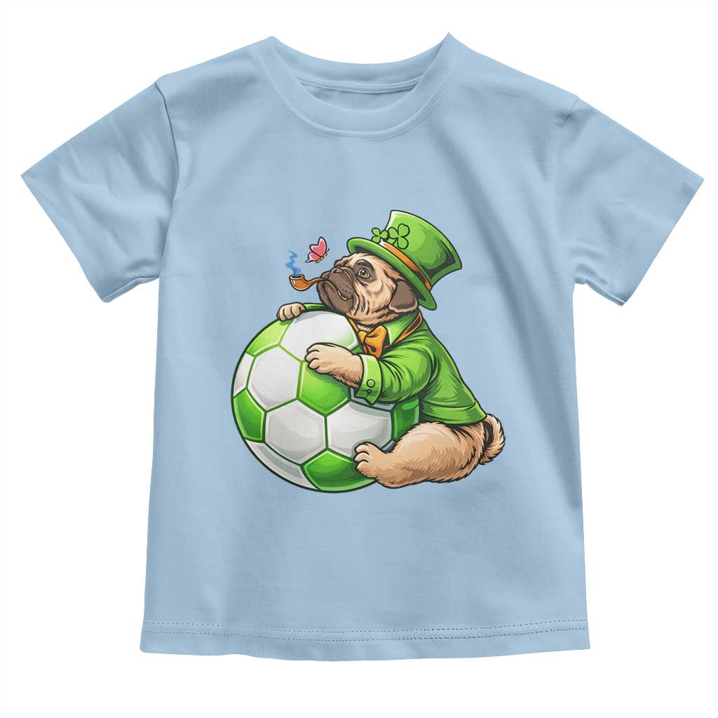 Lucky Pug Soccer Lover Toddler T Shirt St Paddys Day Irish Football Gift TS12 Light Blue Print Your Wear