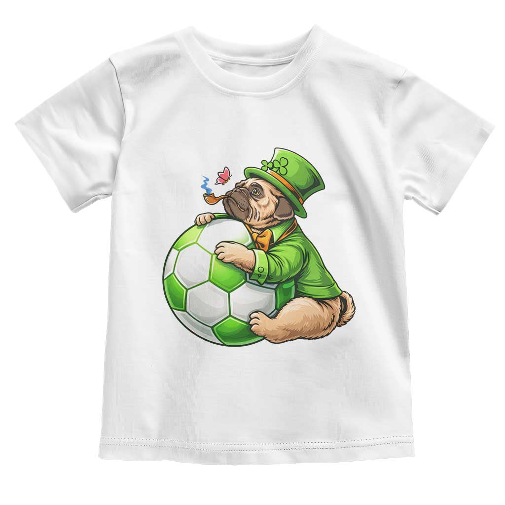 Lucky Pug Soccer Lover Toddler T Shirt St Paddys Day Irish Football Gift TS12 White Print Your Wear