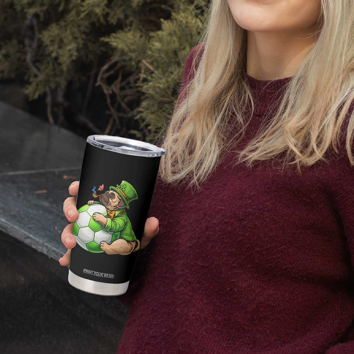 Lucky Pug Soccer Lover Tumbler Cup St Paddys Day Irish Football Gift TS12 Print Your Wear
