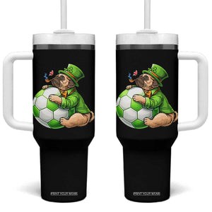 Lucky Pug Soccer Lover Tumbler With Handle St Paddys Day Irish Football Gift TS12 One Size: 40 oz Black Print Your Wear
