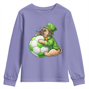 Lucky Pug Soccer Lover Youth Sweatshirt St Paddys Day Irish Football Gift TS12 Violet Print Your Wear