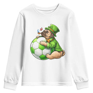 Lucky Pug Soccer Lover Youth Sweatshirt St Paddys Day Irish Football Gift TS12 White Print Your Wear