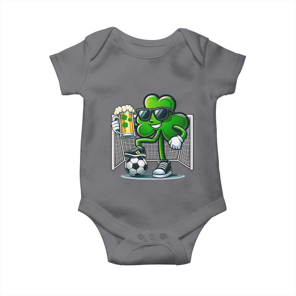 Funny Irish Shamrock Dabbing Soccer Baby Onesie St Patricks Day TS12 Charcoal Print Your Wear