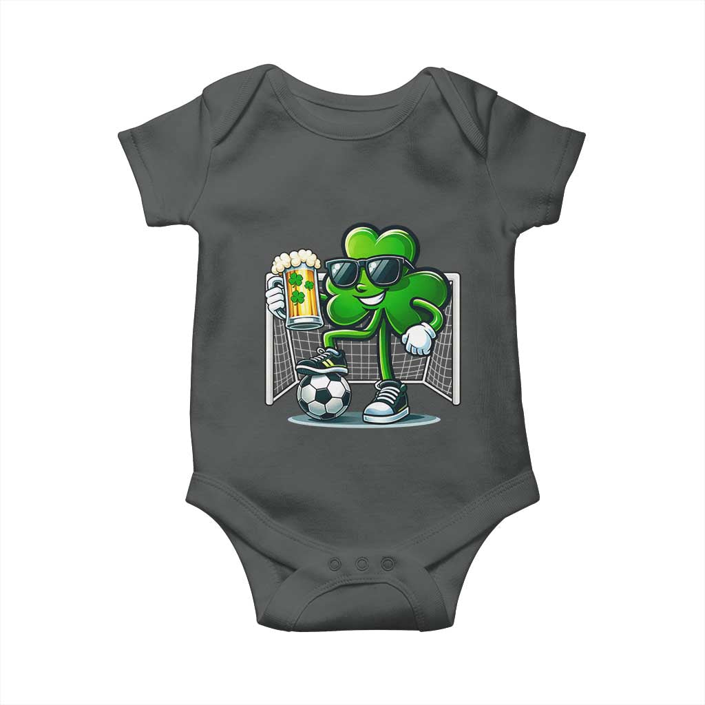 Funny Irish Shamrock Dabbing Soccer Baby Onesie St Patricks Day TS12 Dark Heather Print Your Wear