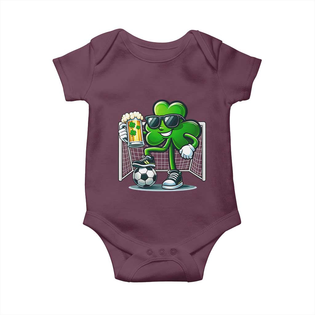 Funny Irish Shamrock Dabbing Soccer Baby Onesie St Patricks Day TS12 Maroon Print Your Wear