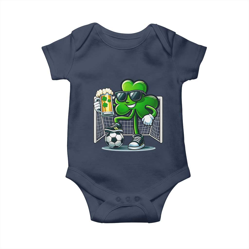 Funny Irish Shamrock Dabbing Soccer Baby Onesie St Patricks Day TS12 Navy Print Your Wear