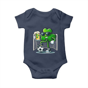 Funny Irish Shamrock Dabbing Soccer Baby Onesie St Patricks Day TS12 Navy Print Your Wear
