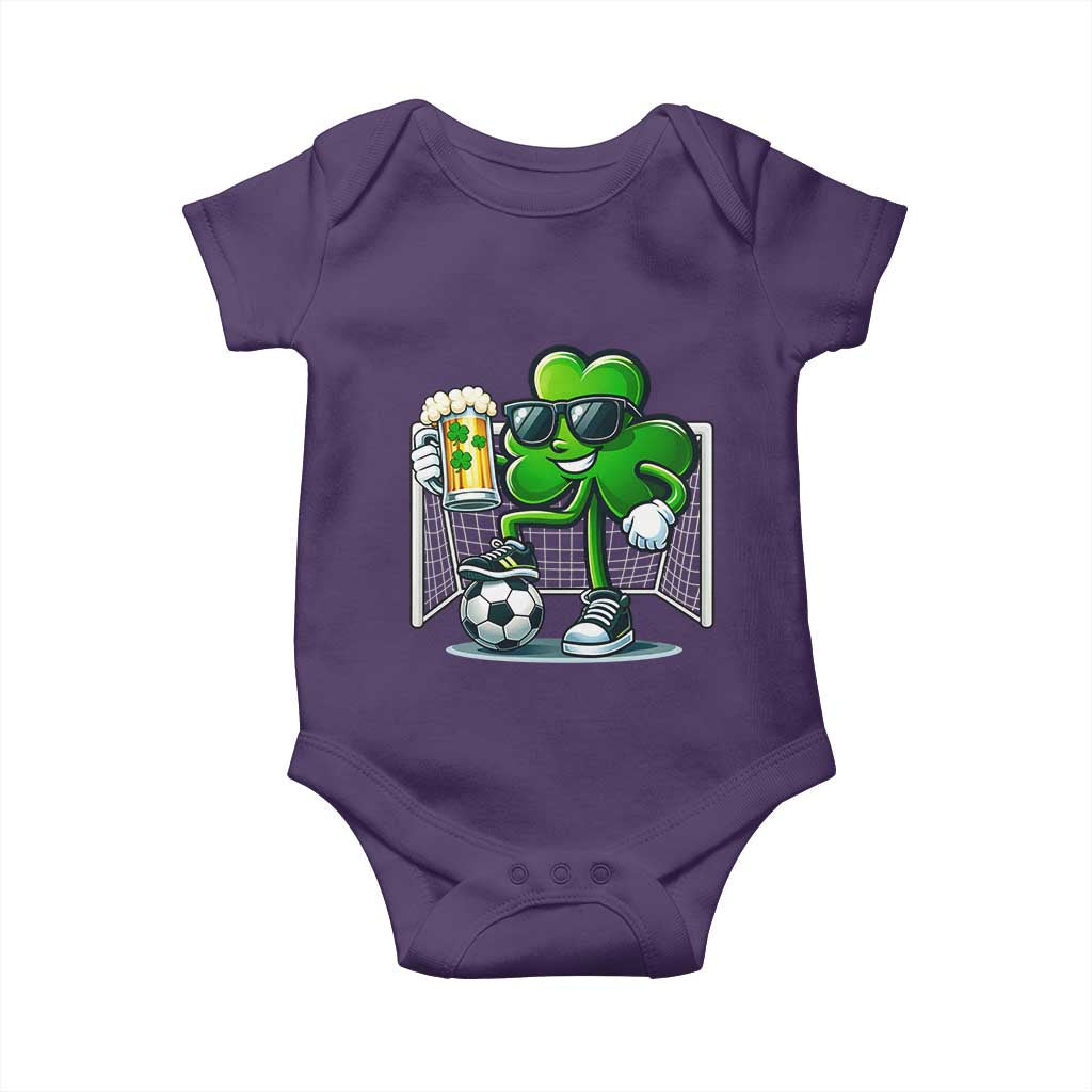 Funny Irish Shamrock Dabbing Soccer Baby Onesie St Patricks Day TS12 Purple Print Your Wear