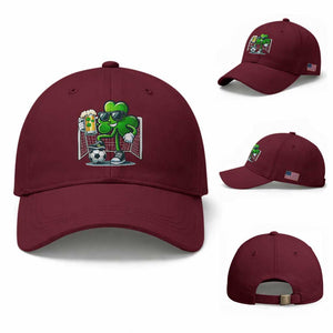 Funny Irish Shamrock Dabbing Soccer Baseball Cap St Patricks Day TS12 Baseball Cap Universal Fit Maroon Print Your Wear