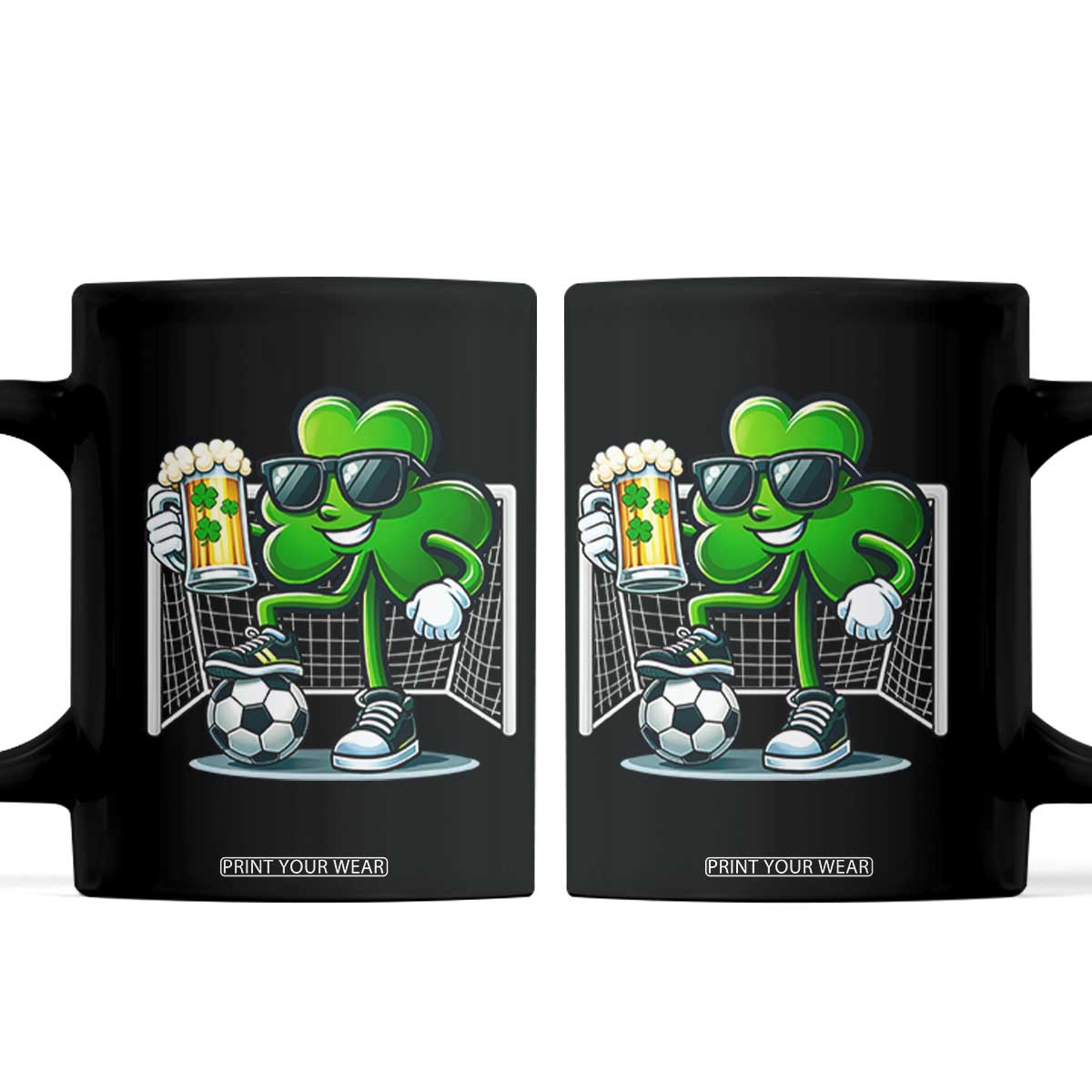 Funny Irish Shamrock Dabbing Soccer Coffee Mug St Patricks Day TS12 Black Print Your Wear