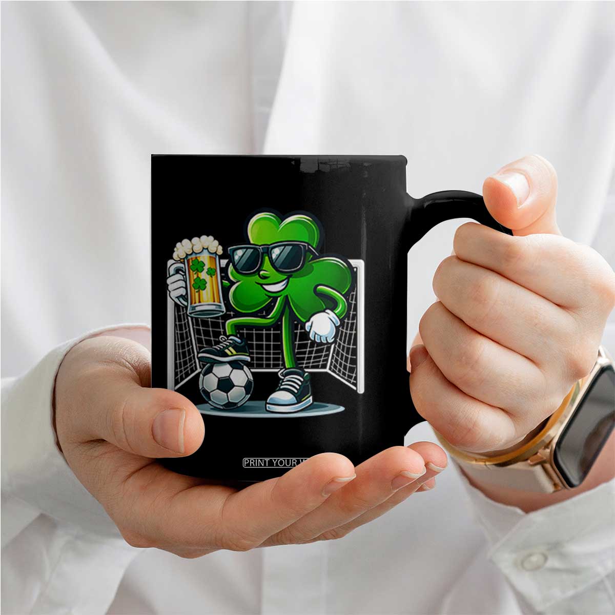 Funny Irish Shamrock Dabbing Soccer Coffee Mug St Patricks Day TS12 Print Your Wear