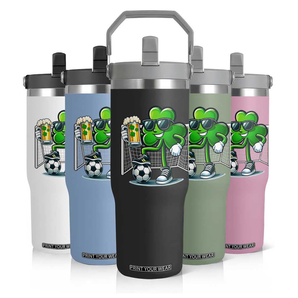 Funny Irish Shamrock Dabbing Soccer Flip Straw Tumbler St Patricks Day TS12 Print Your Wear