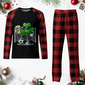 Funny Irish Shamrock Dabbing Soccer Plaid Pajama Set St Patricks Day TS12 Buffalo Plaid Print Your Wear