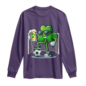 Funny Irish Shamrock Dabbing Soccer Long Sleeve Shirt St Patricks Day TS12 Purple Print Your Wear