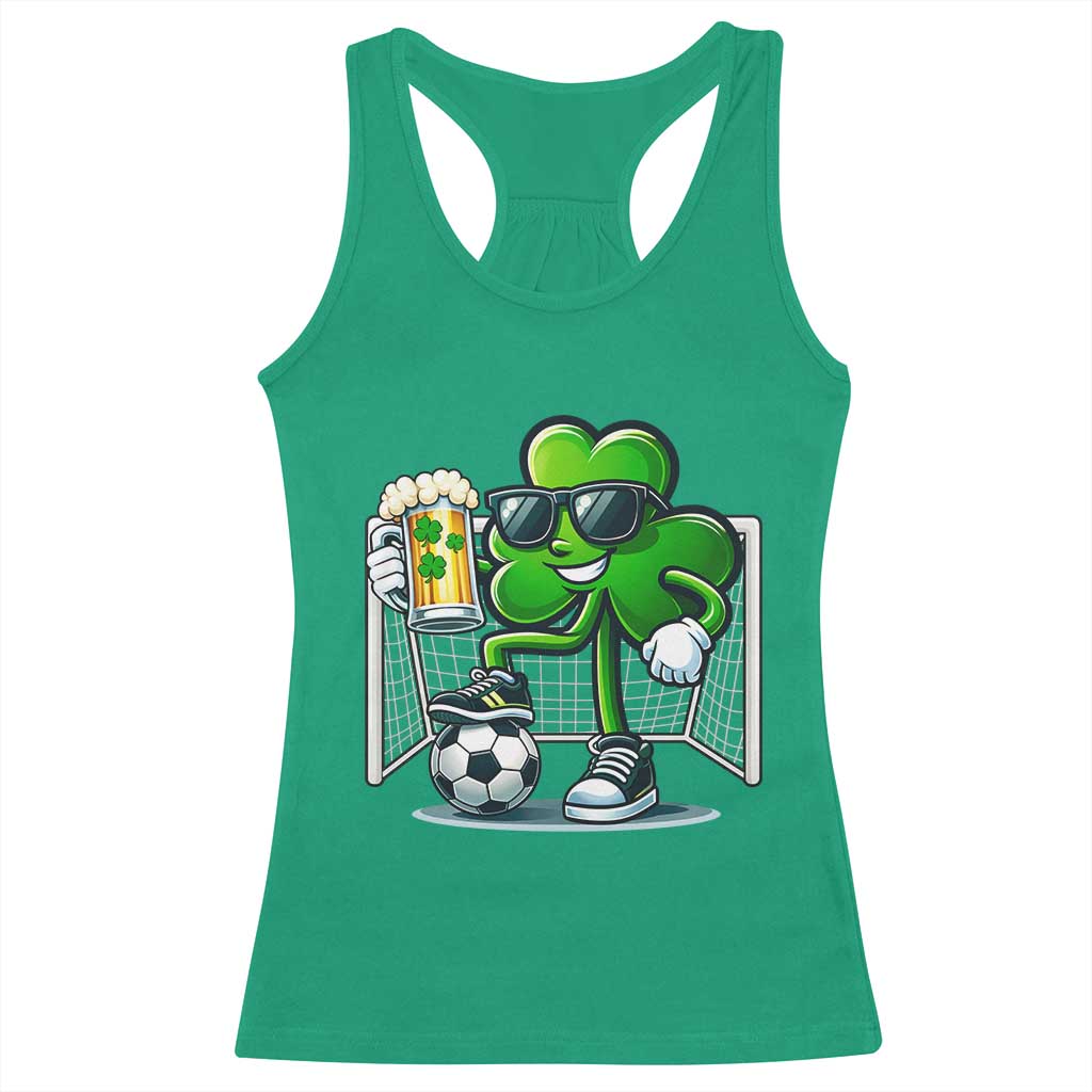 Funny Irish Shamrock Dabbing Soccer Racerback Tank Top St Patricks Day TS12 Irish Green Print Your Wear