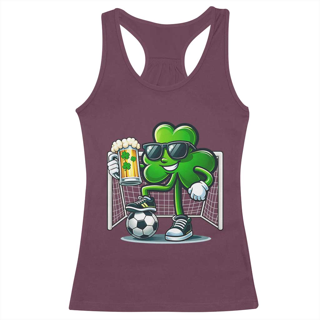 Funny Irish Shamrock Dabbing Soccer Racerback Tank Top St Patricks Day TS12 Maroon Print Your Wear