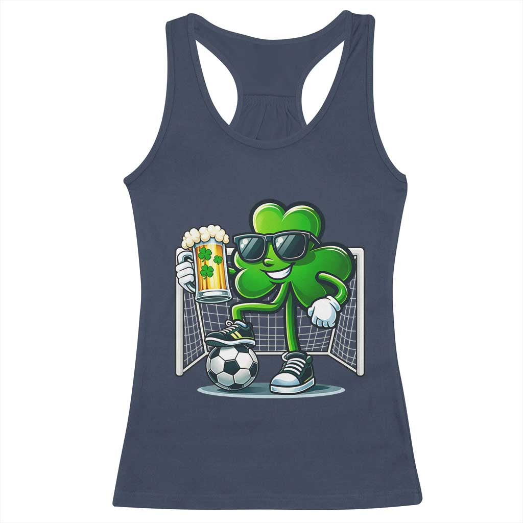 Funny Irish Shamrock Dabbing Soccer Racerback Tank Top St Patricks Day TS12 Navy Print Your Wear