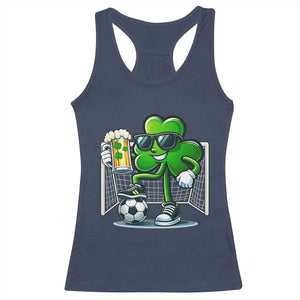 Funny Irish Shamrock Dabbing Soccer Racerback Tank Top St Patricks Day TS12 Navy Print Your Wear