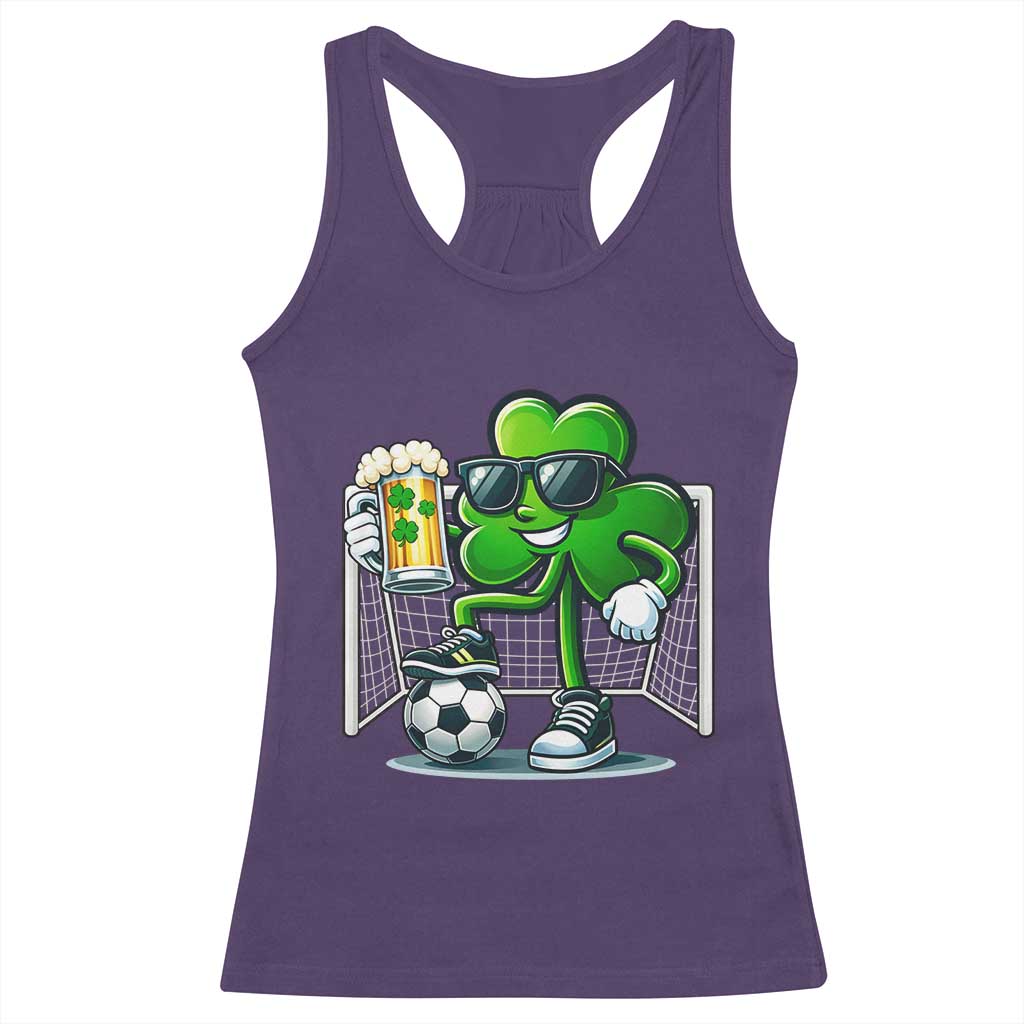 Funny Irish Shamrock Dabbing Soccer Racerback Tank Top St Patricks Day TS12 Purple Print Your Wear